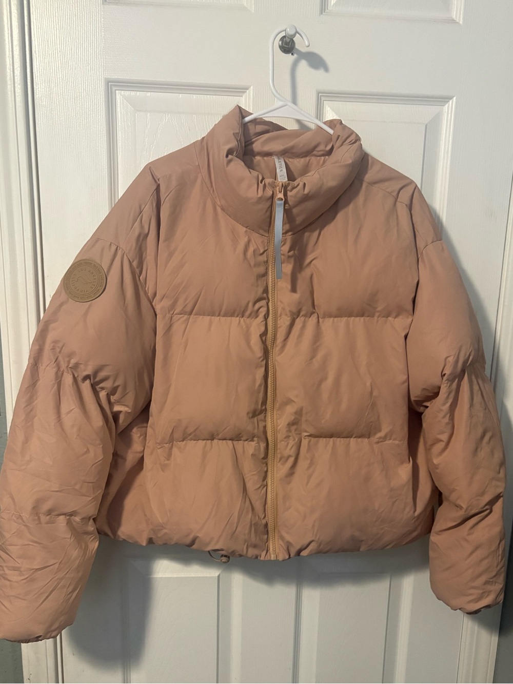 Fabletics Dusty Rose Cropped Puffer Jacket